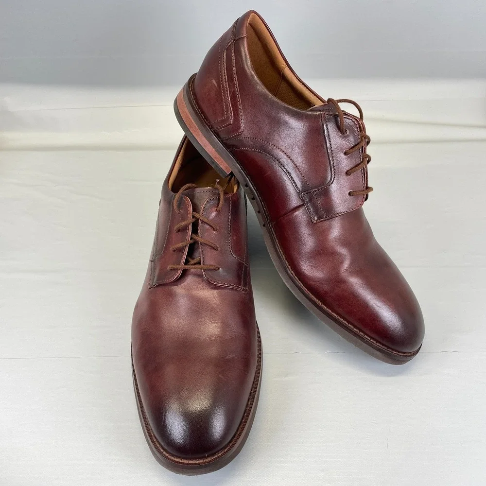 Clarks Un Hugh Lace Dress Shoes Mens Size 13 M Brown Leather Lace Up Derby